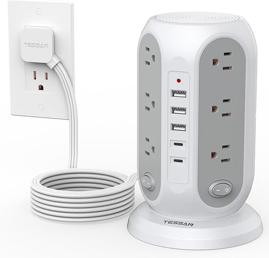 TESSAN Tower Power Strip with Individual Switches, Surge Protector with 12 by TESSAN