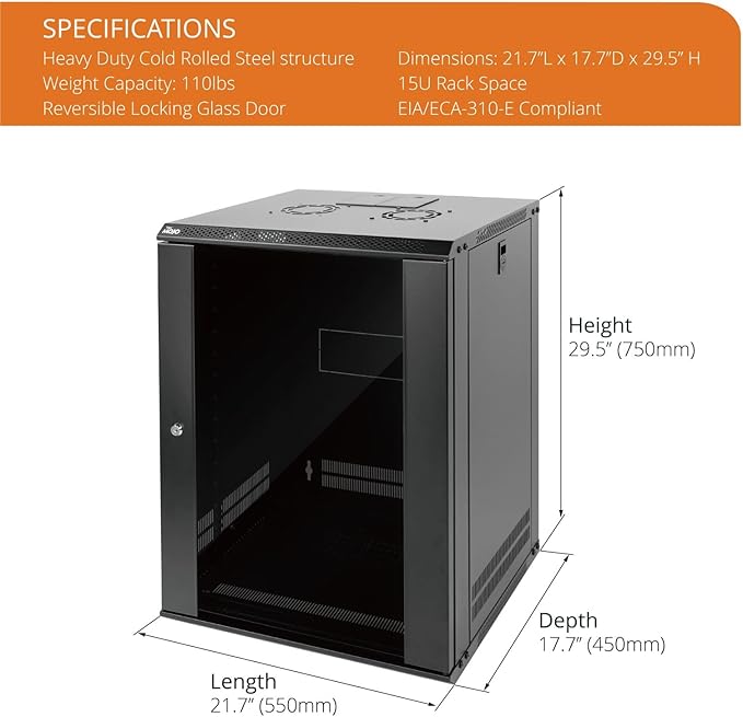 Tecmojo 15U Wall Mount Rack Network Cabinet - Image 2