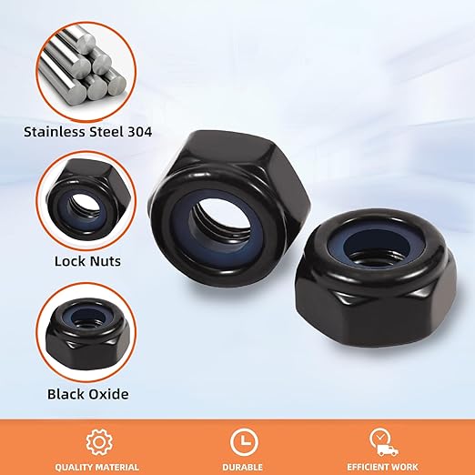 MewuDecor 1/4-20 Nylon Insert Hex Lock Nuts Locknuts, 304 Stainless Steel 18-8 - Image 4