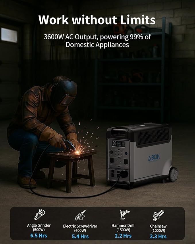 Portable Power Station with 500W Alternator Charger, 3840Wh LiFePO4 Battery - Image 8