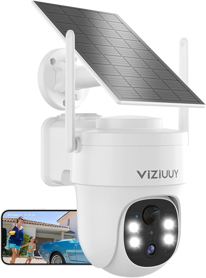 VIZIUUY Solar Security Cameras Wireless Outdoor, 3MP Pan Tilt 360°WiFi Camera by VIZIUUYSecurity