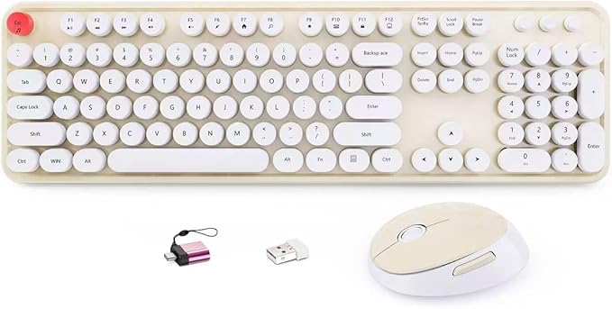 HotFox Wireless Keyboard and Mouse Combo, Full-Size Retro Typewriter Keyboard by Unknown