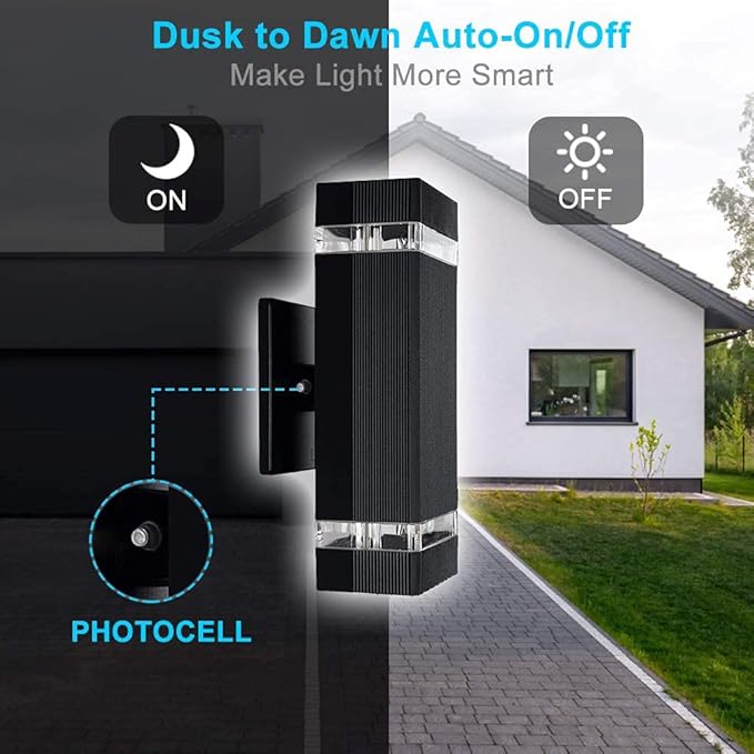 rosykite Modern LED Outdoor Wall Lights, Dusk to Dawn Outdoor Lighting Fixtures - Image 2