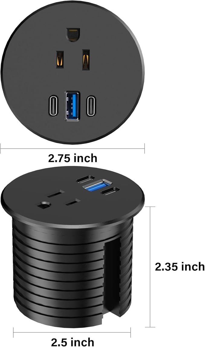 2.5 inch Power Grommet, 20W USB-C Charging, 1 Outlet - Image 6