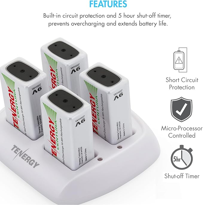 Tenergy TN136 Smart 9V 4-Bay Battery Charger - Image 3