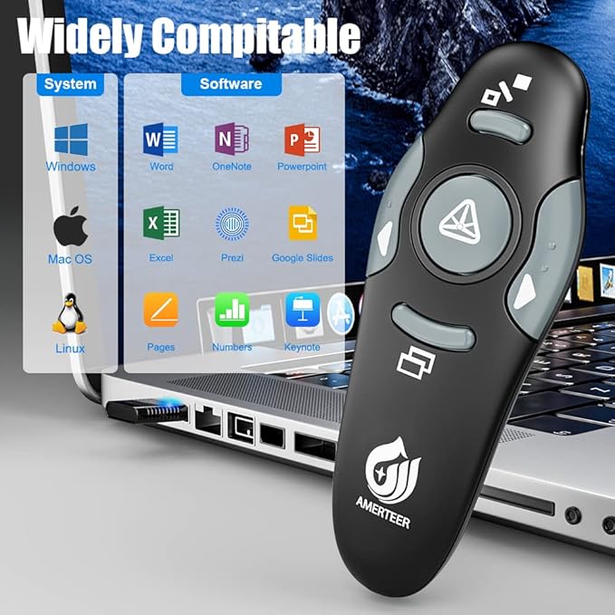 AMERTEER Presentation Clicker Wireless Presenter Remote Clicker - Image 6