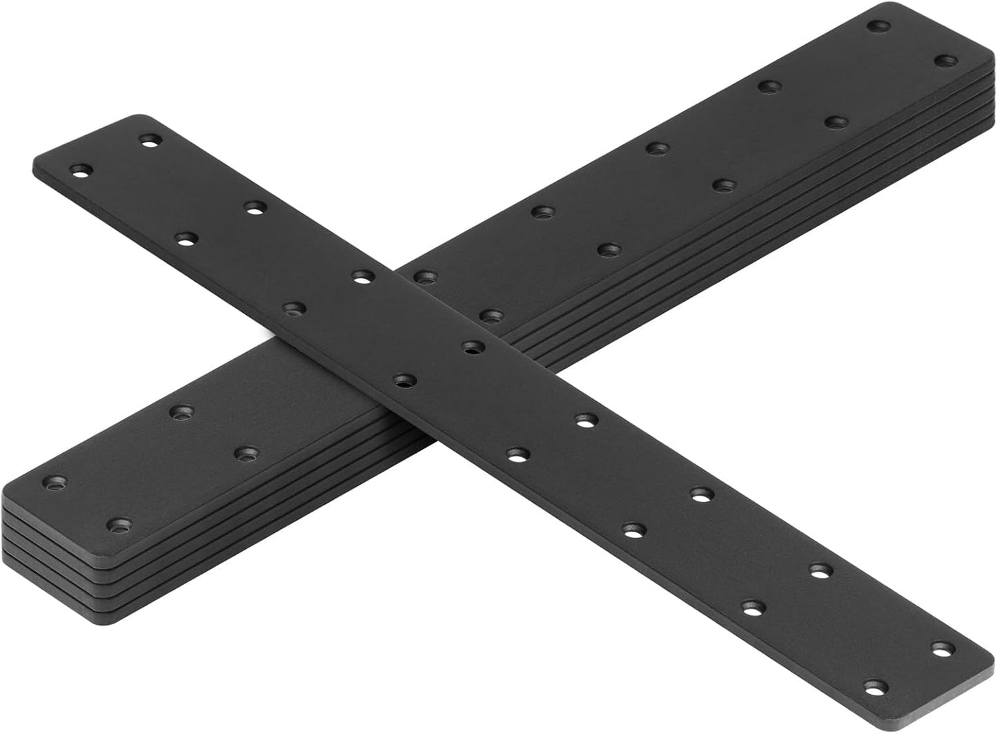 6 Pack 14-3/4" x 2" Black Flat Mending Plate, Metal Steel Long Bracket | For Wood Repair and Splice