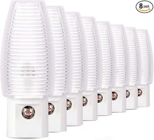 Emotionlite 8 Pack Plug in Night Light, Warm White LED Nightlight, Dusk to Dawn by Emotionlite