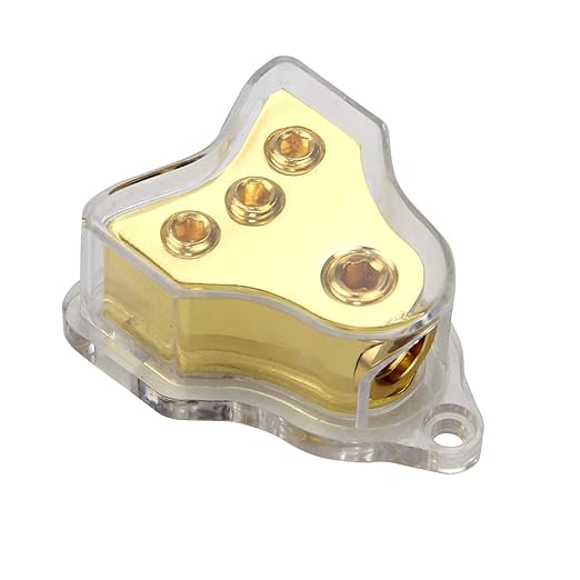 RKURCK 3 Way Copper Power Distribution Block, 0/2/4 AWG Gauge in, 4/8/10 Gauge by RKURCK