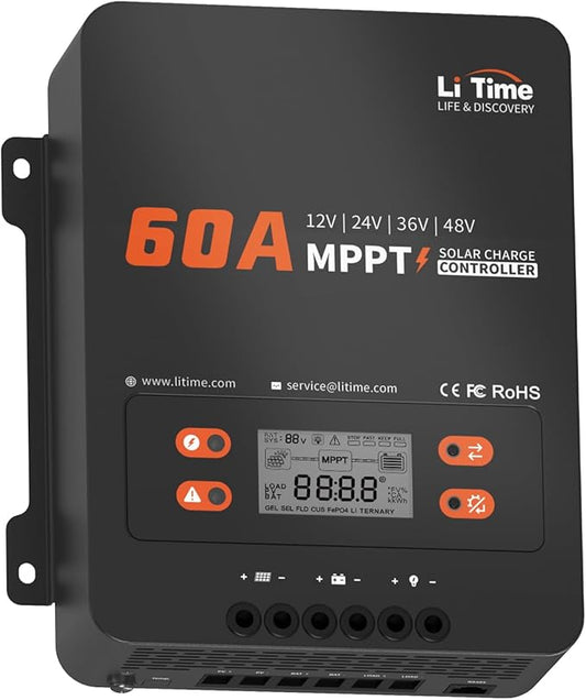 LiTime 60A MPPT Solar Charge Controller, 12V/24V/36V/48V Auto, Max PV Input by LiTime