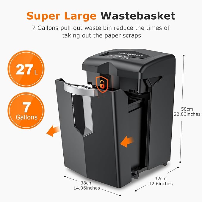 Bonsaii Heavy Duty Paper Shredder, 20 Sheet 40 Mins Large Office Crosscut - Image 7