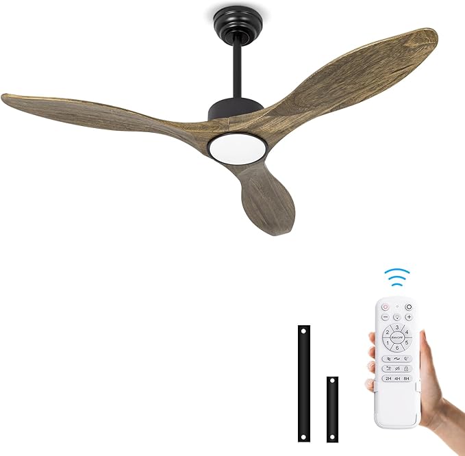 revoici Ceiling Fans with Lights Remote, 52inch Solid Amber Wood Ceiling Fan - Image 2