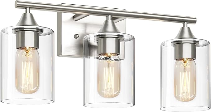 XPEHK 3-Light Bathroom Light Fixtures, Brushed Nickel Vanity Light, Modern by XPEHK