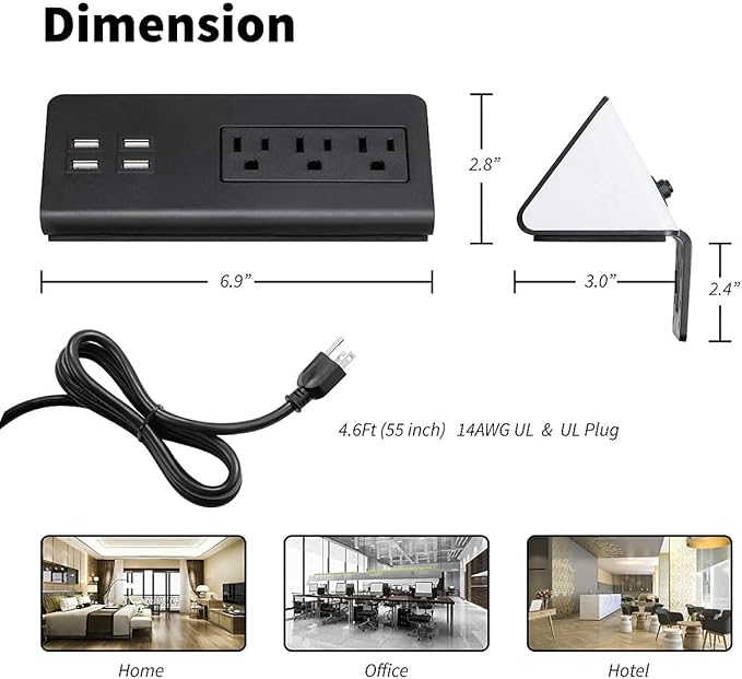 Emerising 2-Pack Desk Edge Mount Power Strips - Image 6