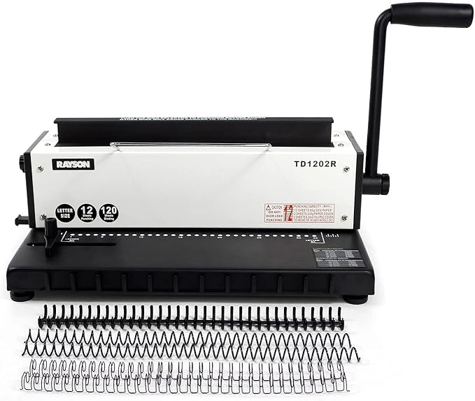 Rayson TD1202R Wire Binding Machine, 3:1 Pitch Round Hole Coil Binder Hole Punch by RAYSON