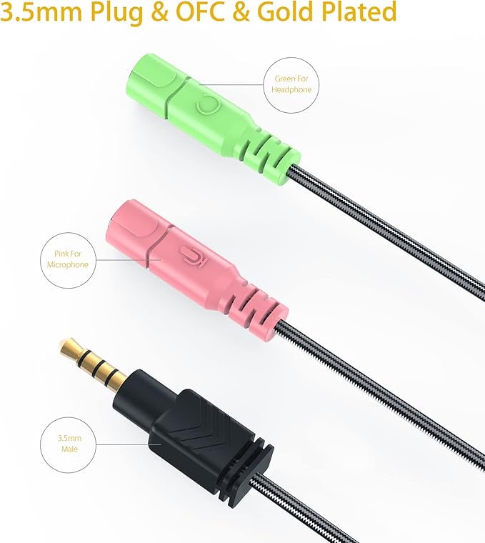 MillSO Headphone Mic Splitter 3.5mm Headset Adapter 2 TRS Female to TRRS Male - Image 7