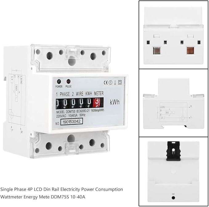 Watris Veiyi DDM75S 10-40A Single Phase KWH Meter, 4P Din Rail Energy Meter - Image 4