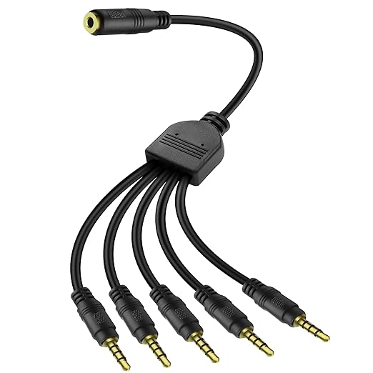 MEIRIYFA 3.5mm Headset Splitter Cable 1/8" 4-Pole/3-Rings TRRS 1 Female to 5 by MEIRIYFA