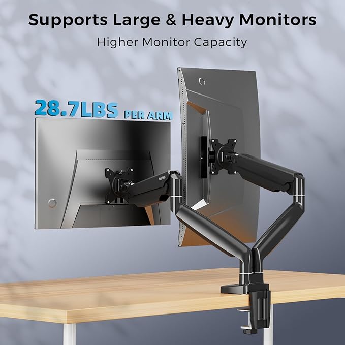 Curved Monitor Mount Dual Monitor Arm up to 35" Screens, Max 28.6lbs Each - Image 3