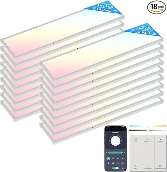 AIKVSXER 18 Pack 1x4 FT LED Flat Panel Light Surface Mount, by AIKVSXER