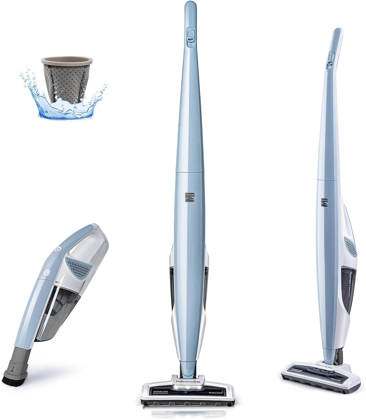 Kenmore DS1020 16V Cordless Stick Vacuum Lightweight 2-in-1 Handheld, LED