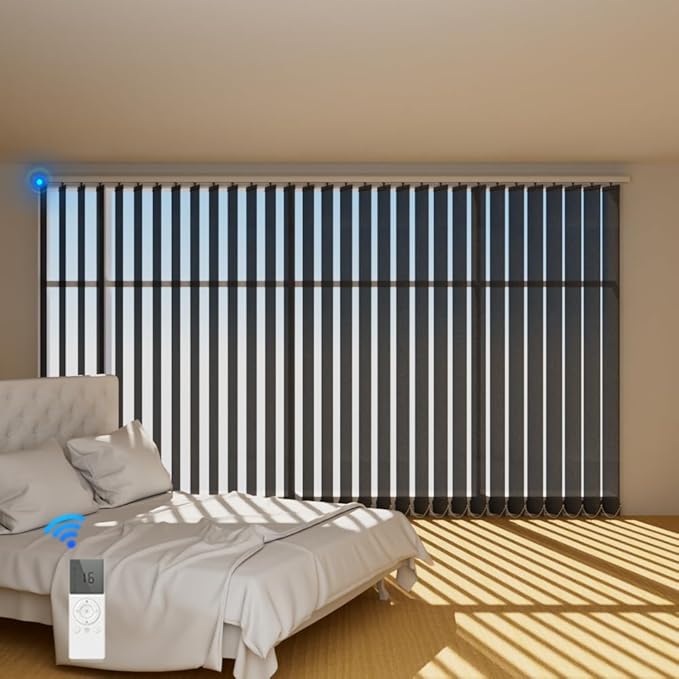 Blindify Motorized Vertical Blinds, Light Filtering Sliding Door Shades by BlindifyOffical