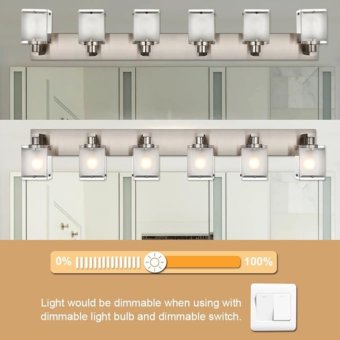 WINSHEN 6-Lights Bathroom Vantiy Light Over Mirror, Modern Black Vanity - Image 5