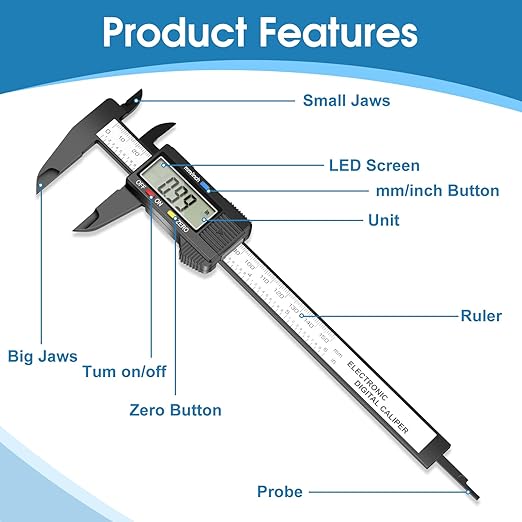 Digital Caliper Calipers Measuring Tool, 0-6inches Electronic Caliper - Image 2