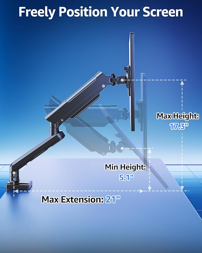Single Monitor Mount for 32 27 24 22 inch Screen, Monitor Arm Holds 4.4-22 lbs - Image 3