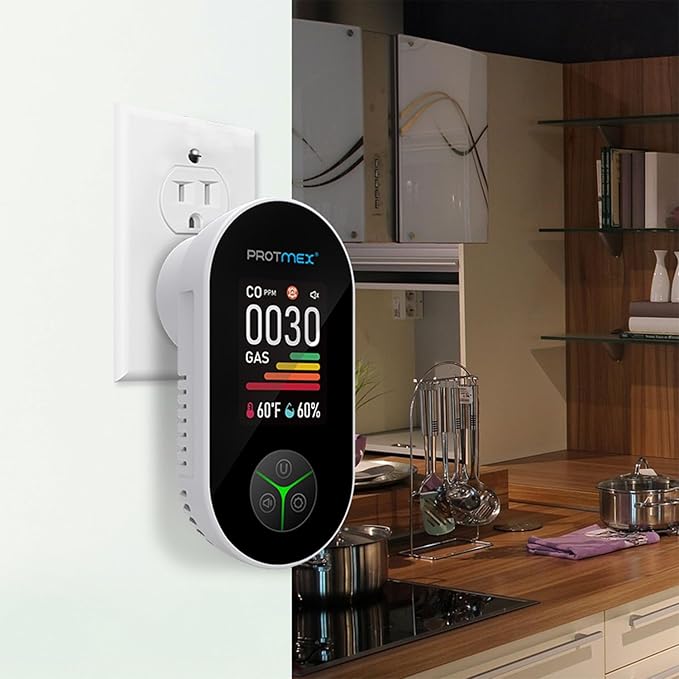 Protmex 4-in-1 Carbon Monoxide & Gas Detectors Plug in Large LCD Screen - Image 3