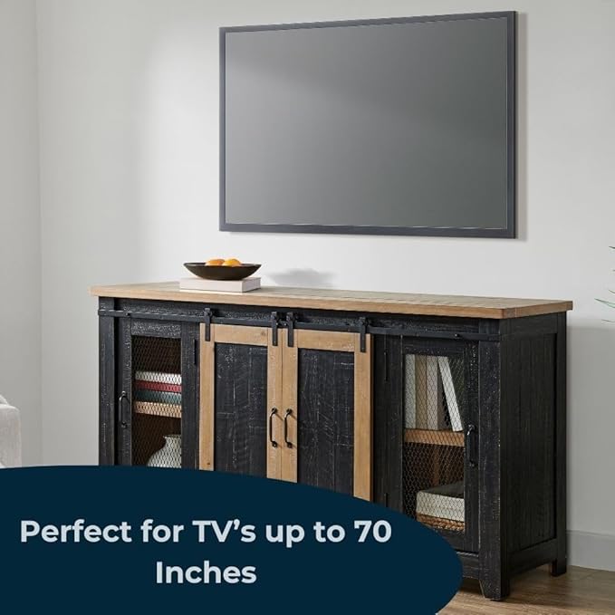 Martin Svensson Home Rustic 65" Black and Driftwood Solid Wood TV Stand - Image 3