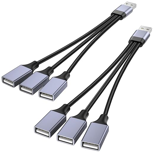 KAYQINHO USB Splitter 1 in 3 Out, USB A Male to 3 Female USBA Ysplitter by Audioadapter