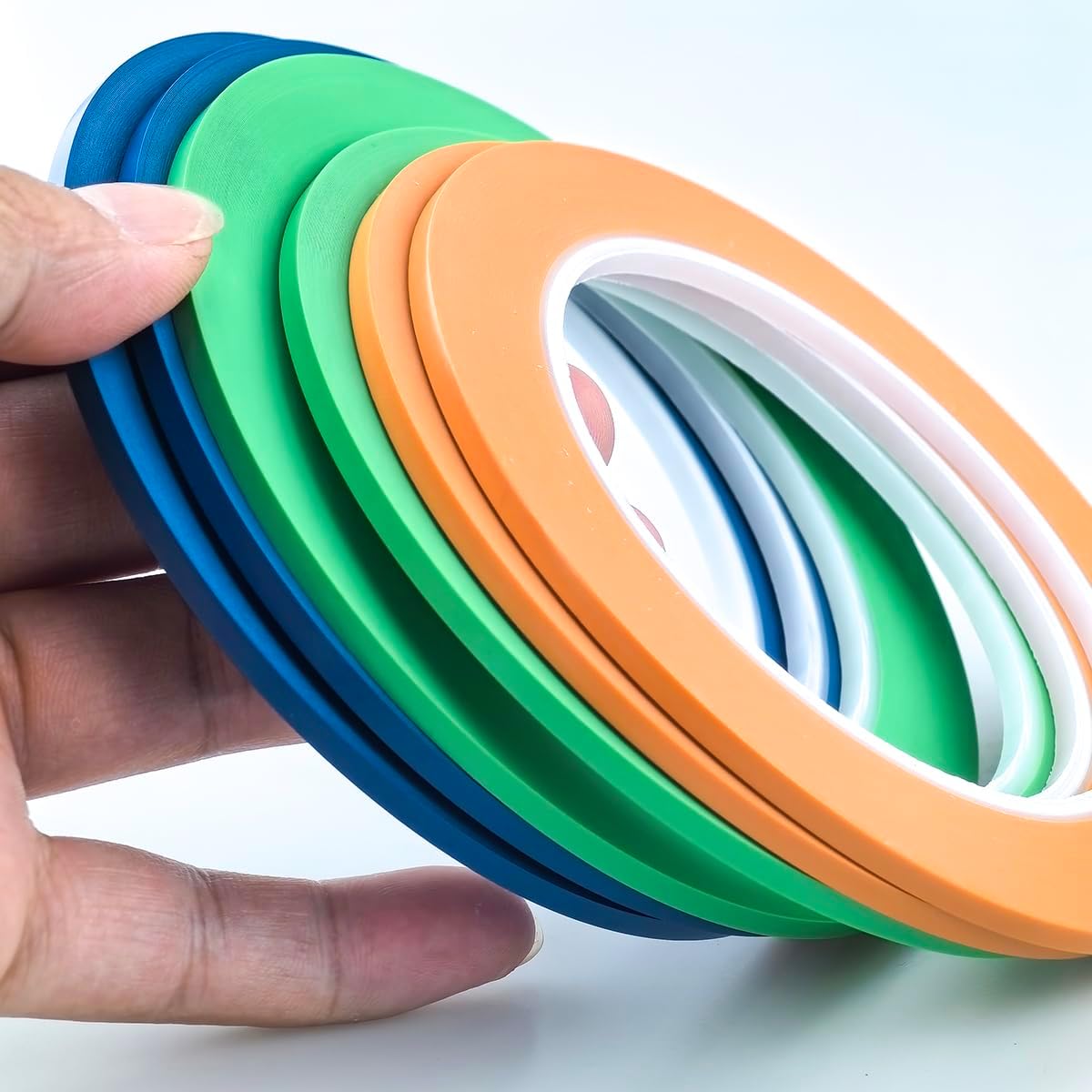 JINBING 6 Rolls Fine Line Tape High-Temp Viny Fineline Masking Tape Painters Tape 3-Colors (1/8 inch 6pcs)
