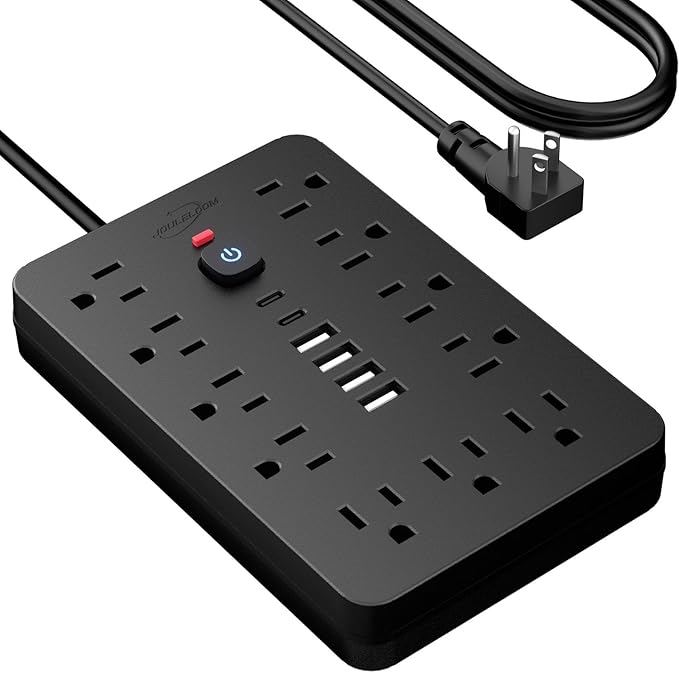 JouleLoom 15 FT Flat Plug Surge Protector Power Strip, 11 Multiple AC Outlets - Image 2