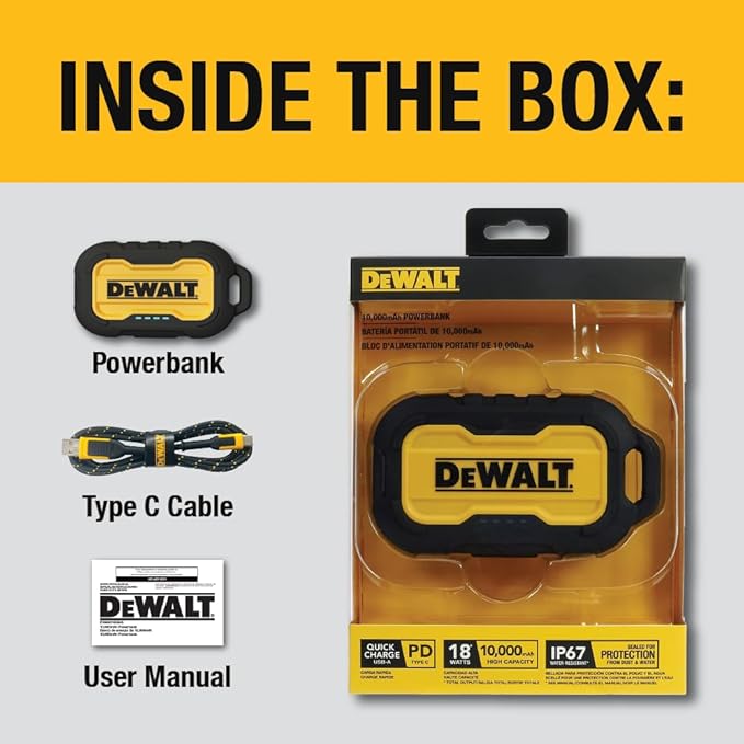 DEWALT Heavy Duty Portable Charger, Power Bank, Travel Worksite 10, 000 mAh - Image 9