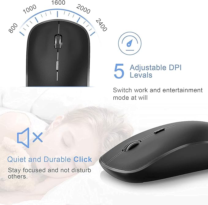 JOYACCESS Wireless Keyboard and Mouse, 2.4G Ergonomic and Slim Wireless - Image 4