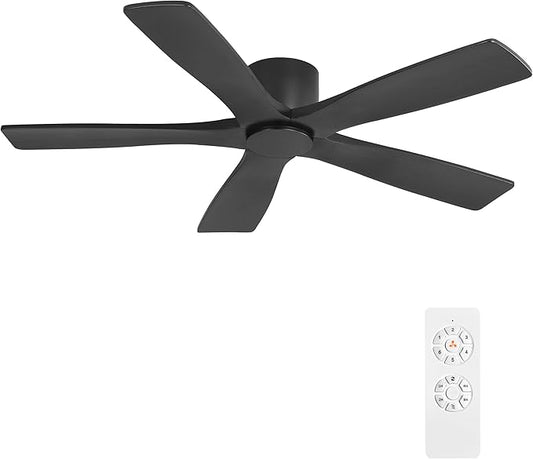WINGBO 54" Flush Mount DC Ceiling Fans Without Lights, 5 Carved Solid Wood by HomePage