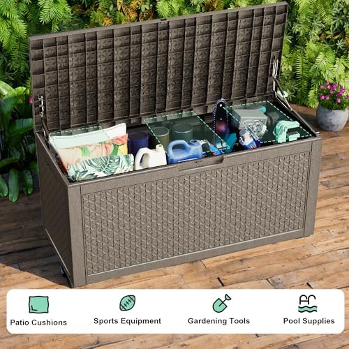 outdoor waterproof resin storage deck box lockable outside, package contents