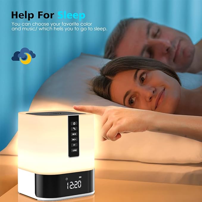 Hetyre Night Light Bluetooth Speaker, 5 in 1 Touch Control Bedside Lamp - Image 6