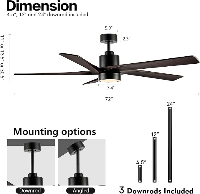 WINGBO 72 Inch DC Ceiling Fan - Image 4