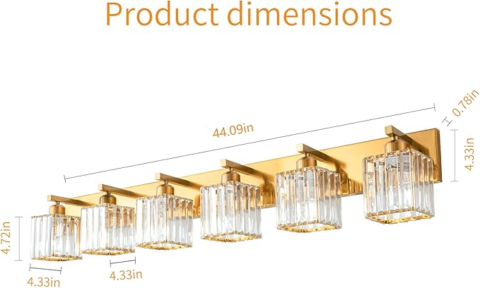 FDPBY Modern 6-Light Gold Brushed Brass Finish Crystal Wall Light - Image 5
