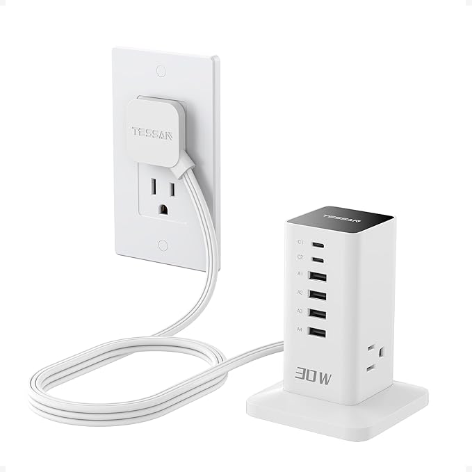 Charging Station 30W, TESSAN 9-in-1 Charger Blocks by TESSAN