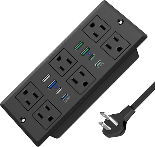 45W Recessed Power Strip, Flush Mounted Surge Protector by VILONG