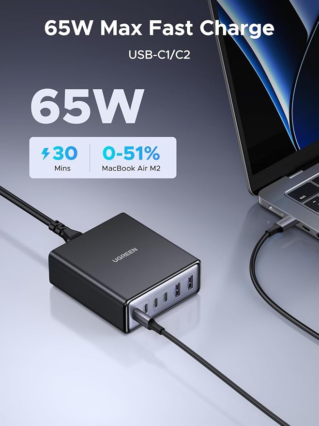 UGREEN 100W USB C Charging Station, 6-Port GaN Desktop Charger - Image 4