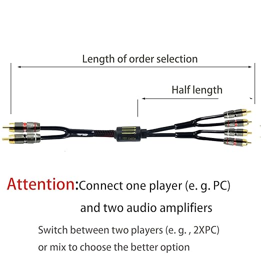 Arklove 2ft Shielded RCA Plug Splitter Stereo Audio Video Cable 2 Male to 4 - Image 4