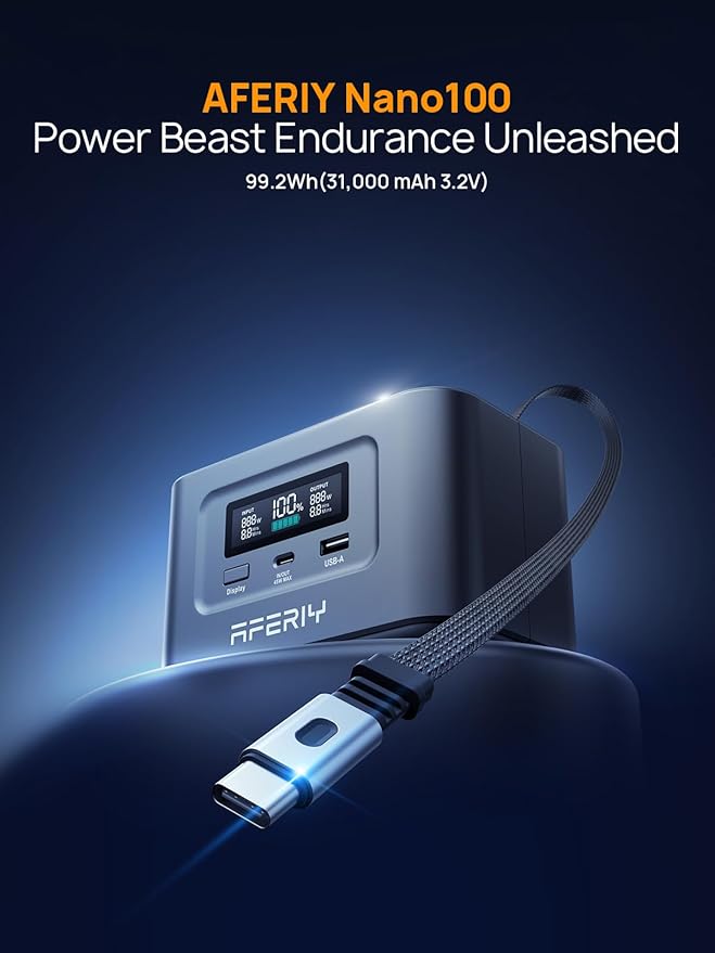 AFERIY 31000mAh Power Bank Station, 100W PD3.0 Laptop Portable Charger - Image 2