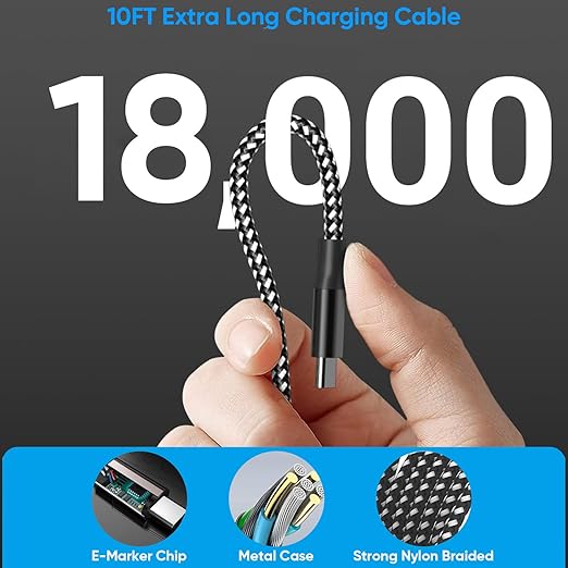 Extra Long 10Foot 45W Samsung USB C Fast Charger Block Dual Port PD Power - Image 3