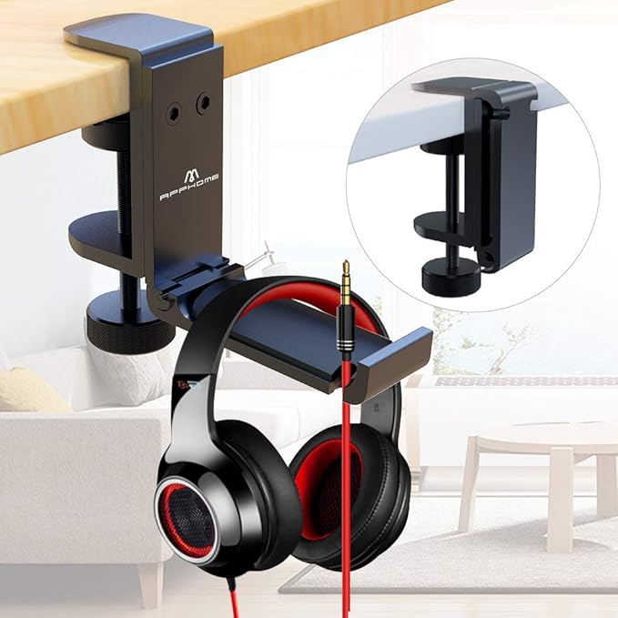 APPHOME 2Pack Upgrade Foldable Headphone Stand Under Desk PC Gaming Headset - Image 6