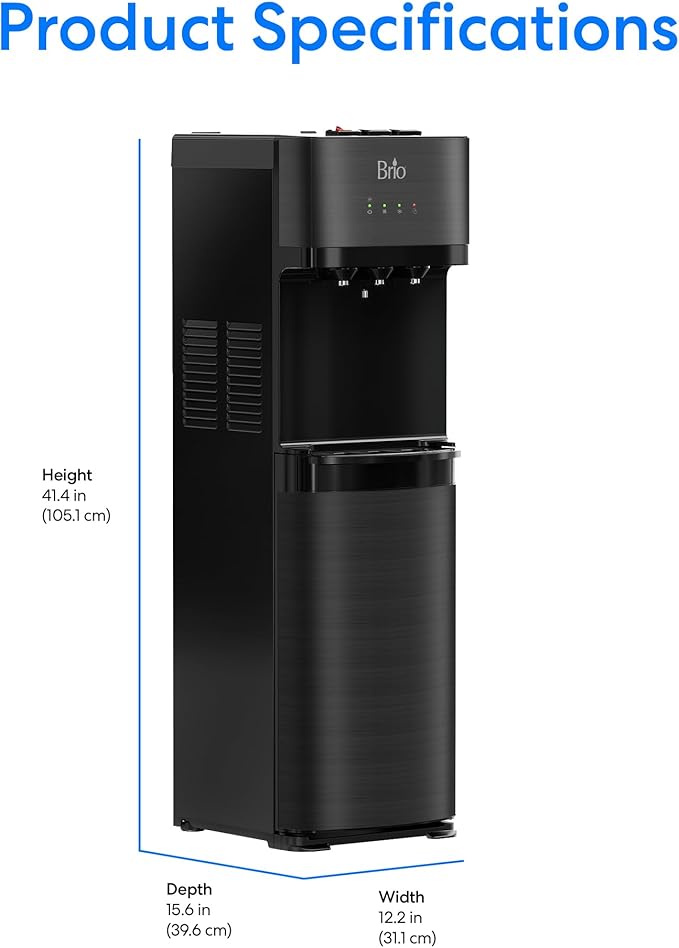 Brio Self Cleaning Bottom Loading Water Cooler Water Dispenser – Black - Image 9