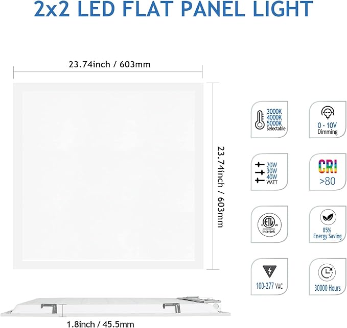 CycevSun 6-Pack 2x2 LED Flat Panel Light Drop Ceiling, Bright 4400LM, 3CCT - Image 5